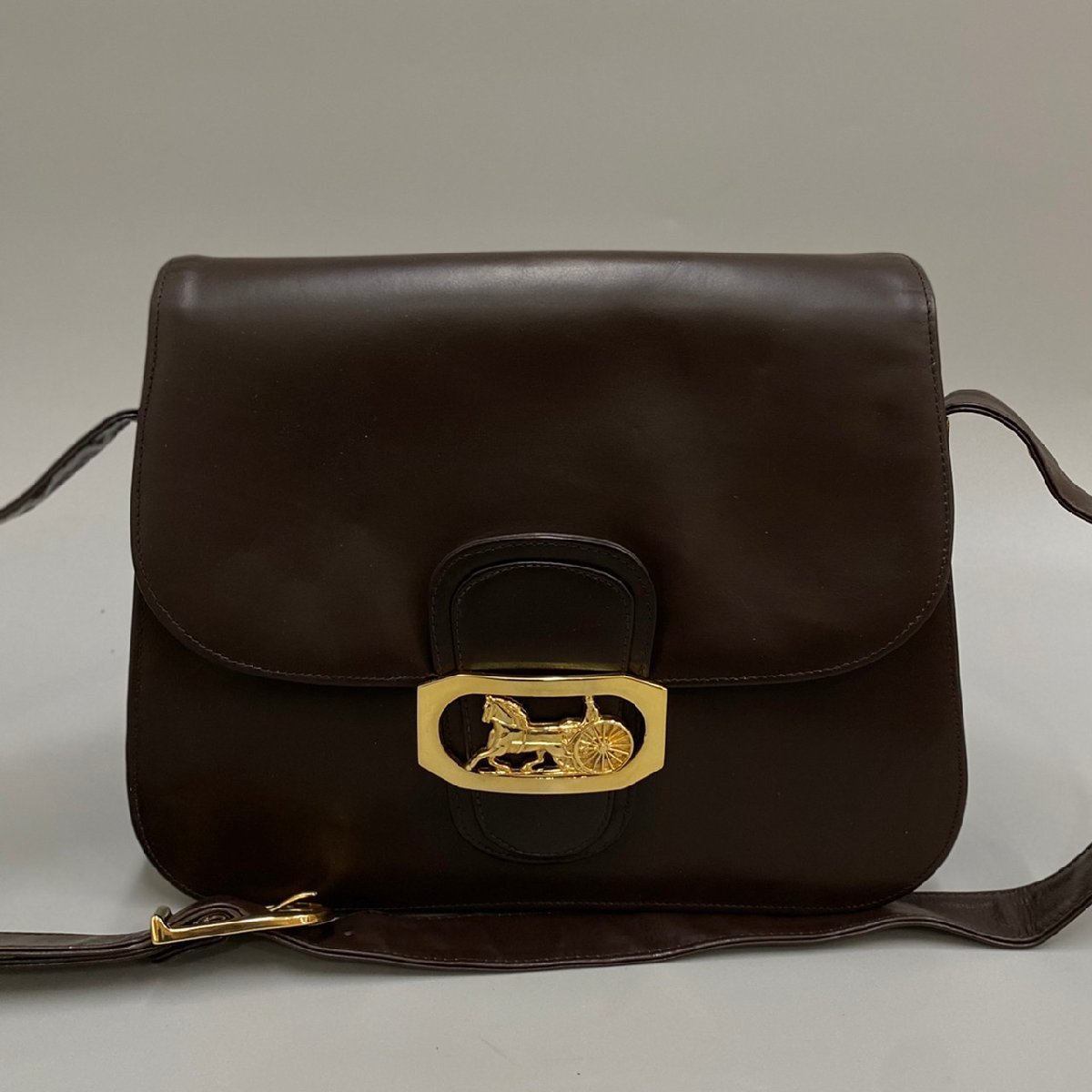 CELINE セリーヌ ボストンバッグ マカダム柄 PVC レザー ブラウンx