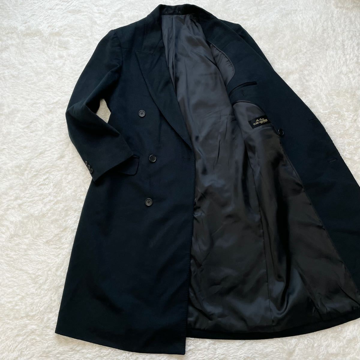 極美品XL位【極上ピュアカシミヤ100%】『繊維の宝石』ダブルチェスター