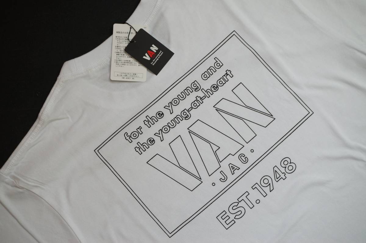 送料無料!VAN JAC ヴァンヂャケット 希少一店舗限定商品 バックロゴプリント/クルーネックTシャツ LL ホワイト