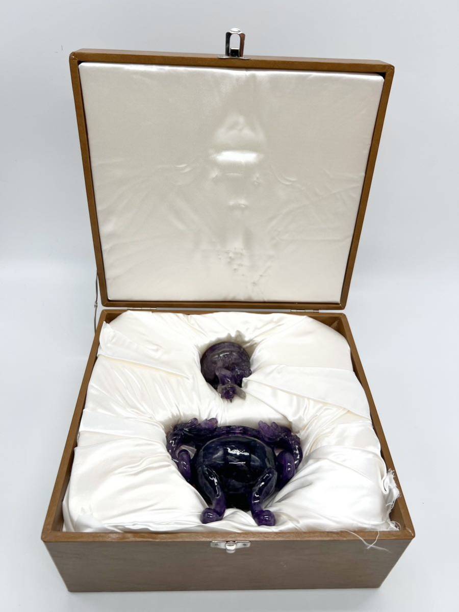 アメジスト(紫水晶)ポイント六角柱 - 約16cm台座付 | 天然石置物類