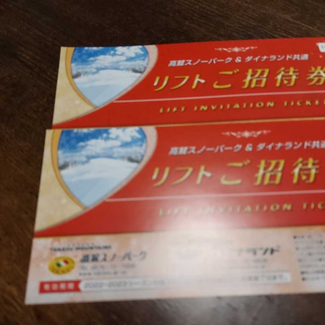 高鷲スノーパーク&ダイナランド共通リフトご招待券2枚