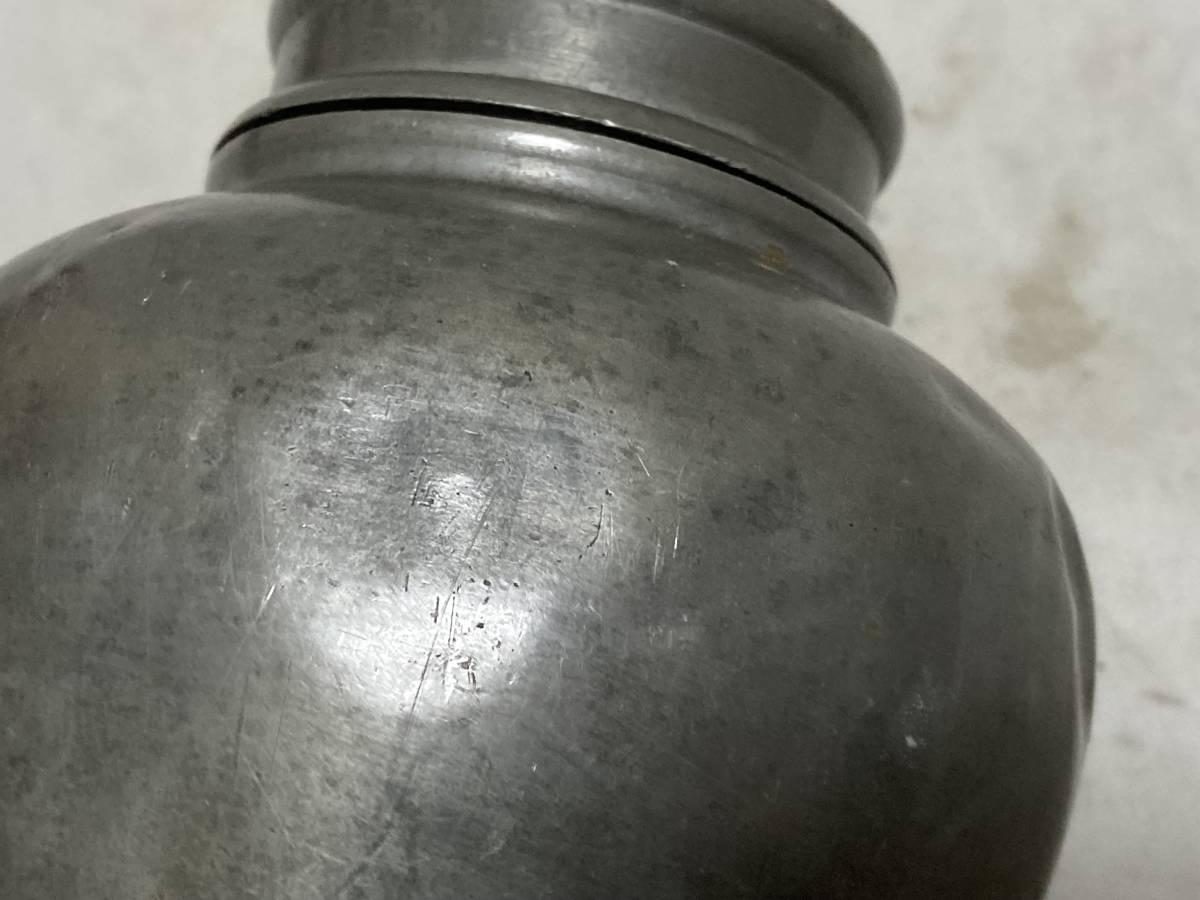 蔵六居作 錫製 茶入れ 約2kg 耳付 茶壺 茶心壺 茶道具 中国茶器