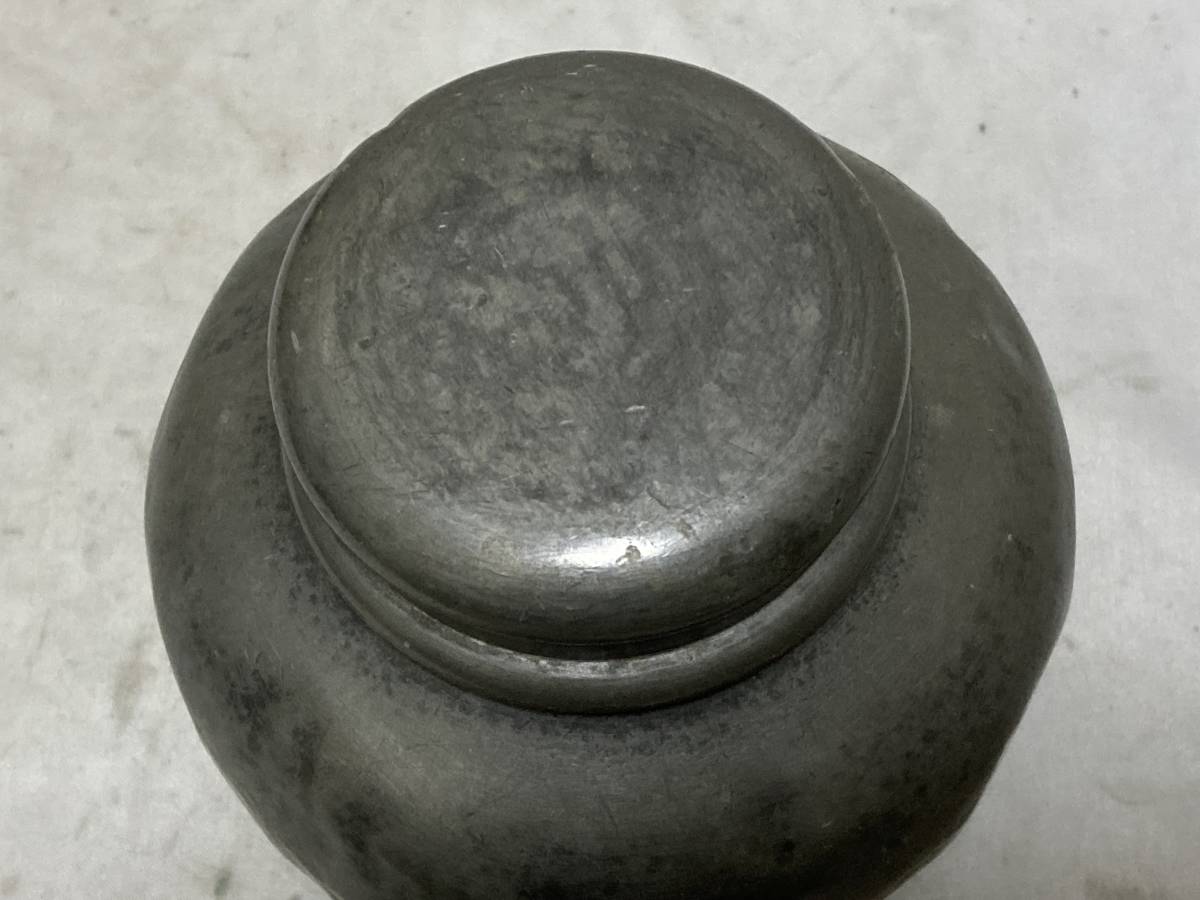 蔵六居作 錫製 茶入れ 約2kg 耳付 茶壺 茶心壺 茶道具 中国茶器