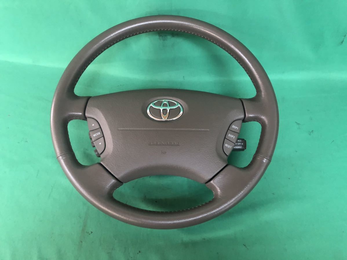 KB036 中古 トヨタ セルシオ UCF30 UCF31 前期 純正 ステアリング ホイール ハンドル レザー 革 グレー 本体 ホーンパッド 動作保証