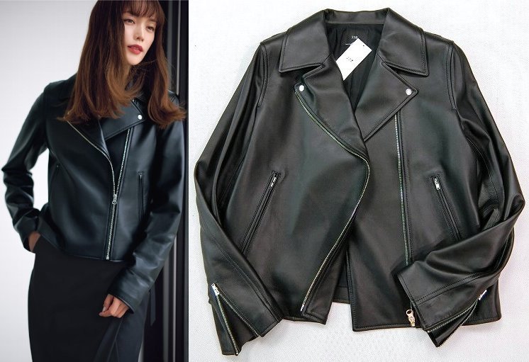 23区大きいサイズ48今季 蛯原友里着用 ラムレザーライダースジャケット  