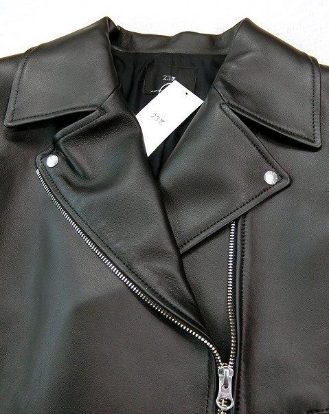 23区大きいサイズ48今季 蛯原友里着用 ラムレザーライダースジャケット  