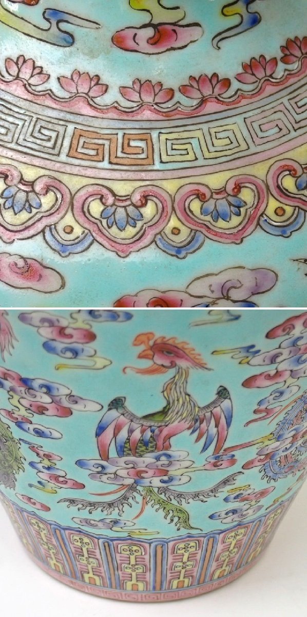 JJ☆ 中国古美術 清時代乾隆年製 斗彩花瓶 麟趾呈祥在銘 JJ☆ 中国