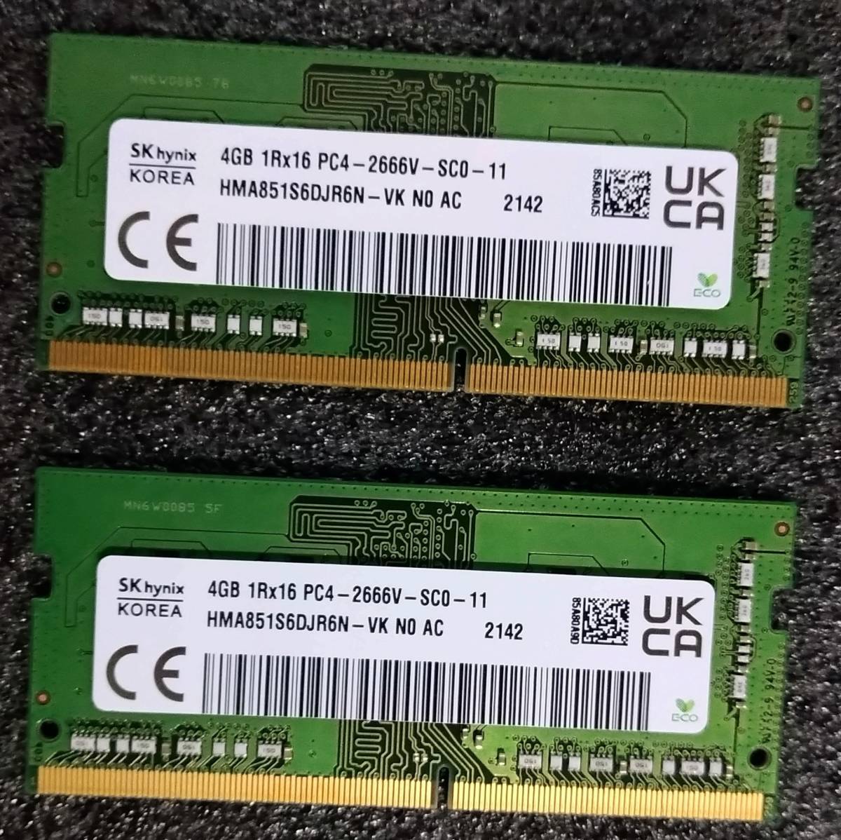 中古】DDR4 SODIMM 8GB(4GB2枚組) SK hynix HMA851S6DJR6N-VK [DDR4