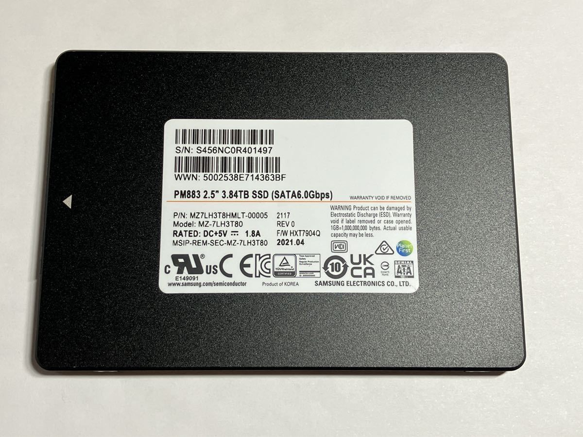 SAMSUNG PM883 3.84TB (4TB級) 3D チップ SATA 2.5inch SSD データセンター