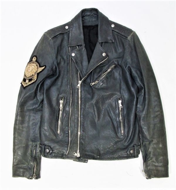 正規品14SS BALMAIN ワッペン ダブルレザーライダースジャケット