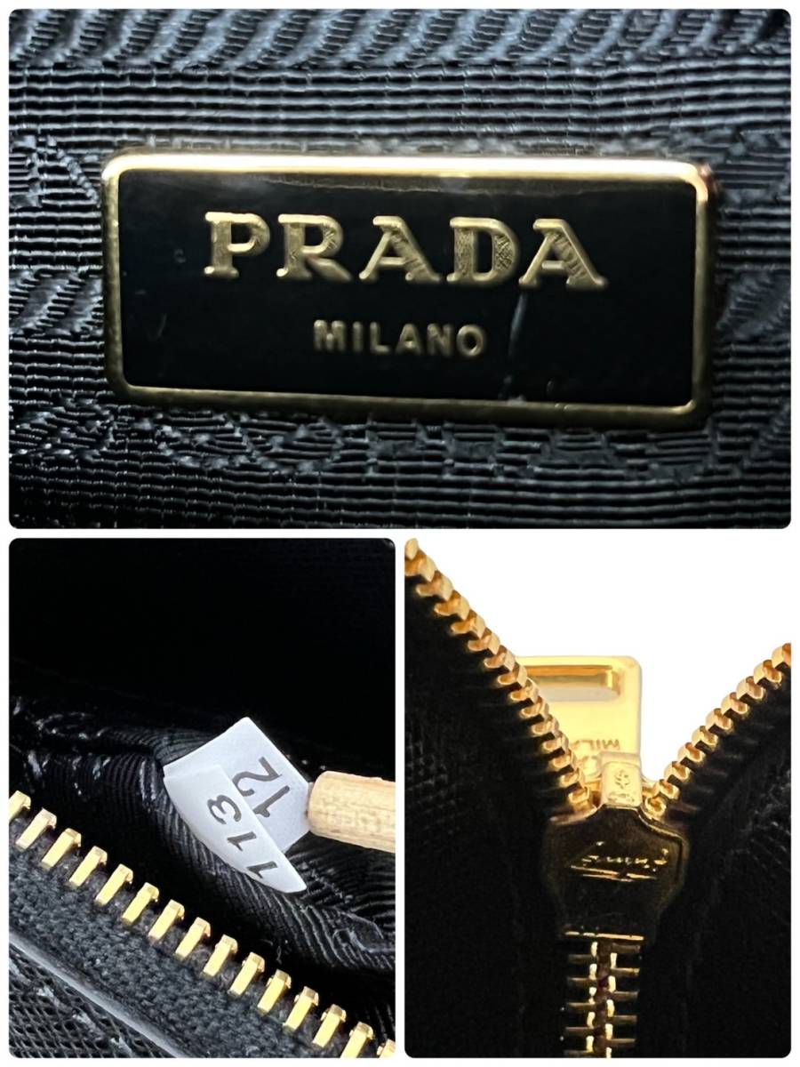 ☆美品☆ PRADA プラダ ハンドバッグ サフィアーノレザー エンボス オールレザー 黒 ブラック 三角タグ フォーマル 鑑定済み 正規品 サフィアーノレザー プラダ PRADA 国内発 関税込 トート