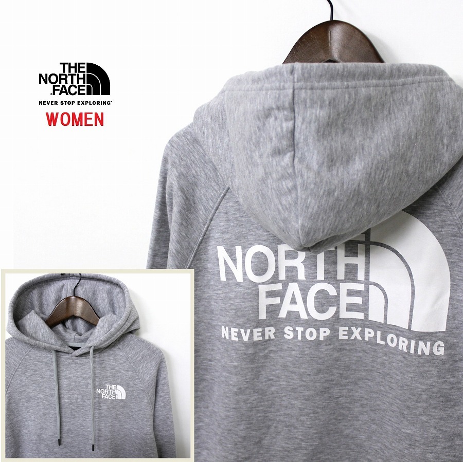 新品正規(ot3521M)The North Face(レディースM) *ライトグレー 【THROWBACK HOODIE】 プルオーバー パーカー *裏起毛 US正規モデル