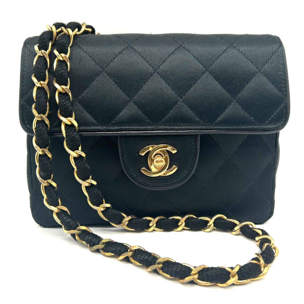 サテン チェーンショルダーバッグ シャネル ミニマトラッセ CHANEL 