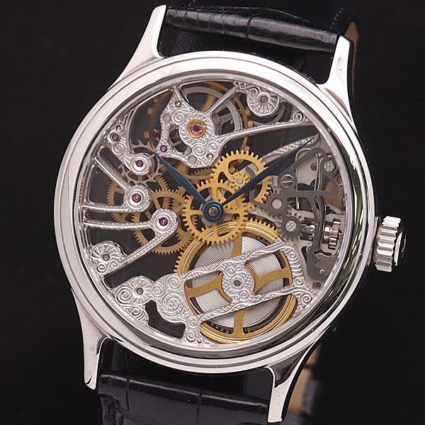 スケルトン Jacques 手巻き 裏スケ 腕時計 316L バックスケルトン 手 