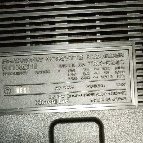 美品！動作品TRK-5240 ラジカセHITACHI⁄日立FM⁄SW⁄MWラジオ