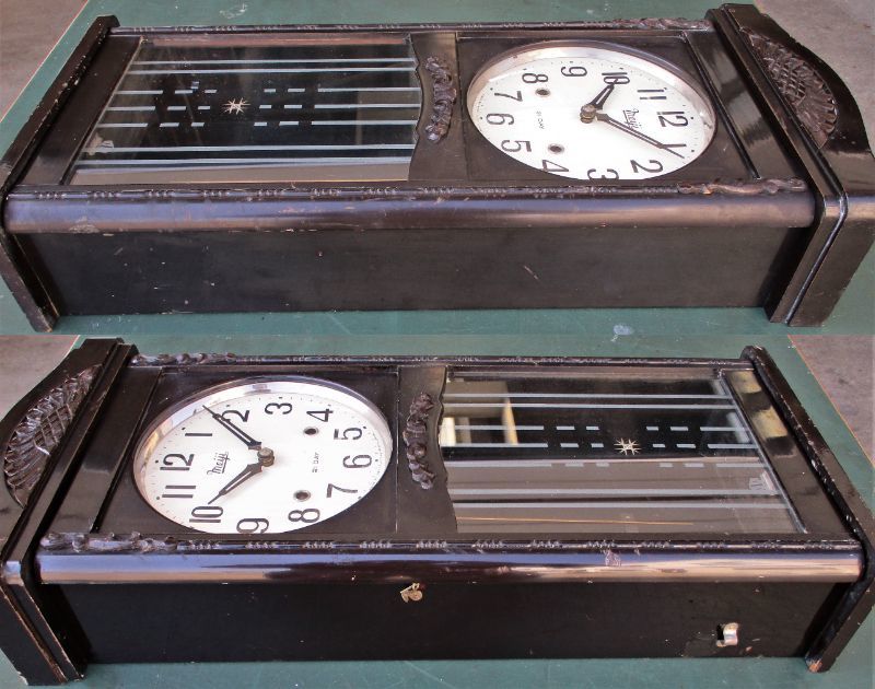 中型 昭和レトロな古いMEIJI CLOCK 21DAY 明治時計 21日巻 柱時計 み
