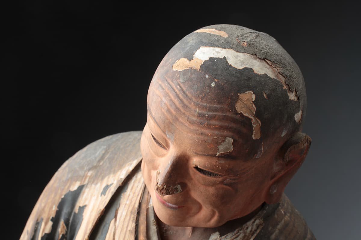 EI569 天保十四年【大仏師 清水宗開 作】玉眼入 彩色 寄木造聖人坐像
