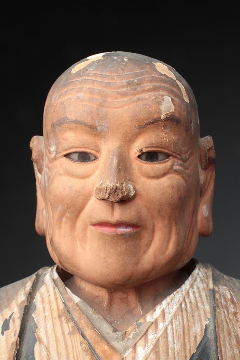 EI569 天保十四年【大仏師 清水宗開 作】玉眼入 彩色 寄木造聖人坐像