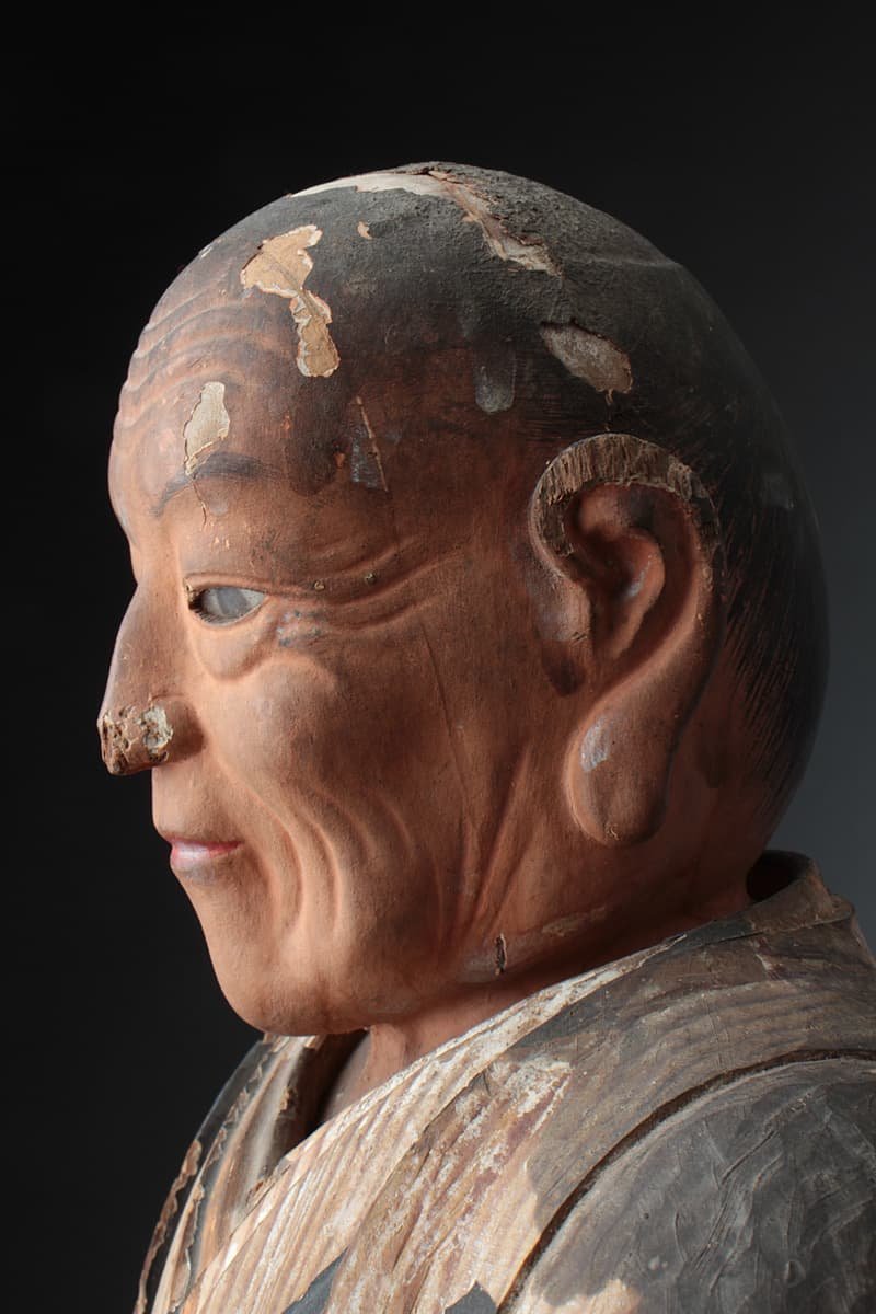 EI569 天保十四年【大仏師 清水宗開 作】玉眼入 彩色 寄木造聖人坐像