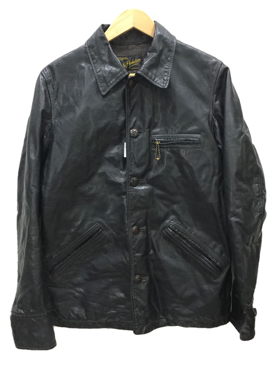 COOTIE◆レザージャケット・ブルゾン/M/牛革/BLK/無地