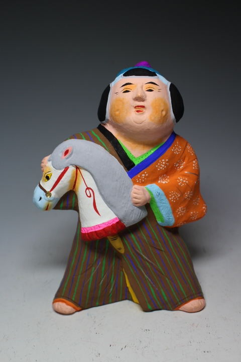 滋賀県の小幡土人形　小幡人形の猫娘 滋賀県の小幡土人形 小幡人形の猫娘 骨董品 郷土玩具 No. 0485