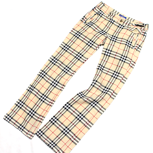 美品 BURBERRY バーバリーブルーレーベル コットン ノバチェックパンツ