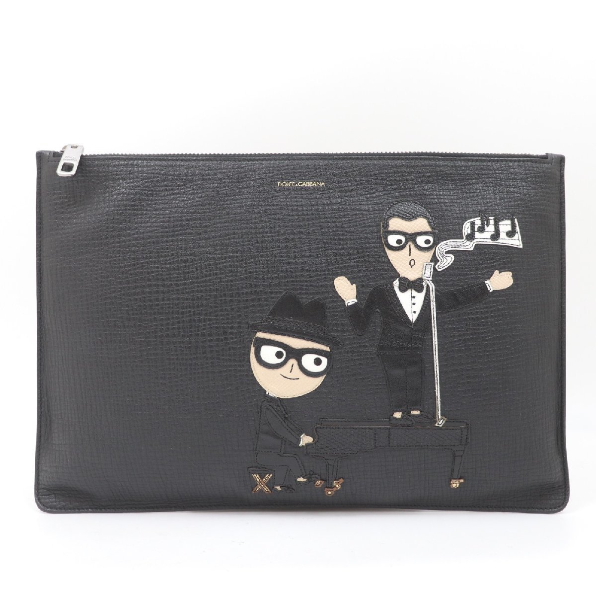 IT51JU4ABJH0 即決 本物 DOLCE&GABBANA ドルチェ&ガッバーナ クラッチバッグ デザイナーモチーフ セカンドバッグ メンズ レザー