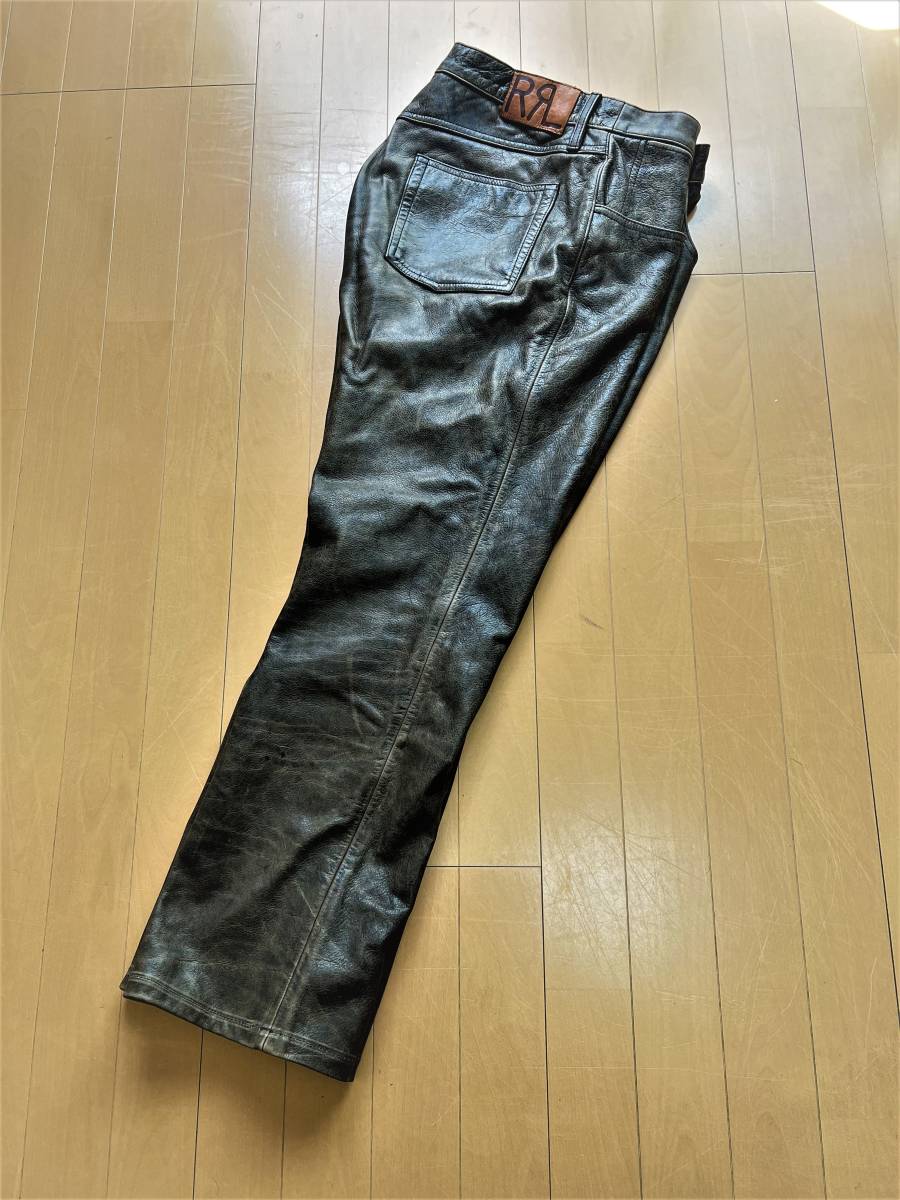 全国無料，格安 RRL 圧巻のカウレザー パンツ ダブルアールエル 本物を知る大人にオススメするレザーパンツ 5ポケットxストレート/POLO RALPH(ジャンパー、ブルゾン)｜売買されたオークション情報、yahooの商品 男性用
