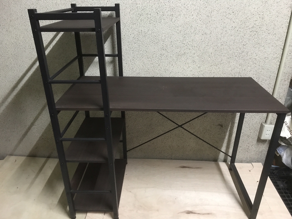 NITORI ニトリ 木製 作業机 パソコンテーブル 収納棚付 幅110cm×奥行53cm×高さ116cm 直接引取 東大阪 自社配達歓迎 ...