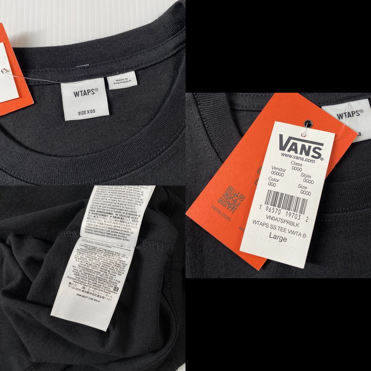 新品】WTAPS × VANS VAULT 半袖ポケットTシャツ 3 L ブラック 黒 ロゴ 