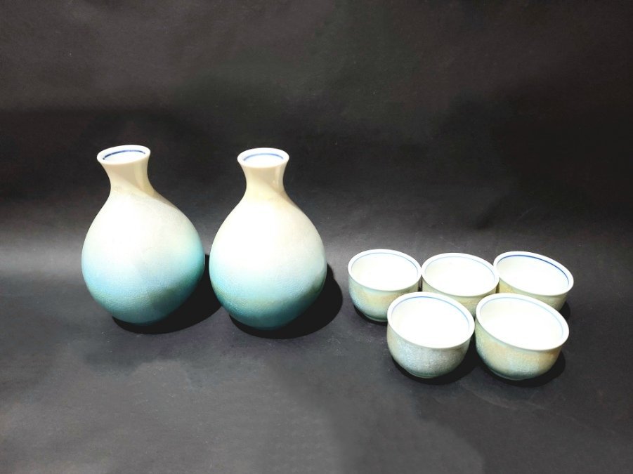 九谷焼 九谷宗秀 おちょこ・徳利7点セット ぐい呑み 酒器 陶器 