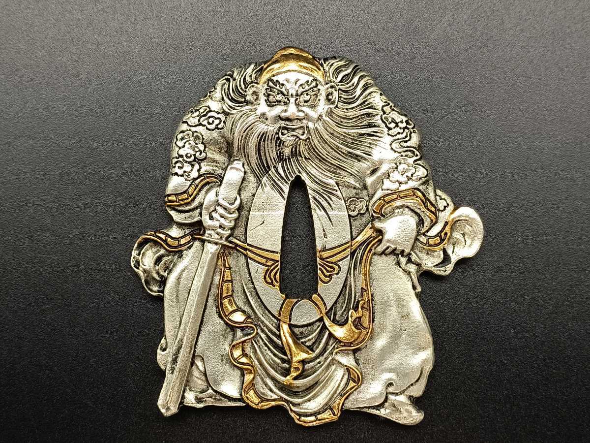 81651 日本刀装具 81651 日本刀装具 刀鍔 武将の図 銅地 細工