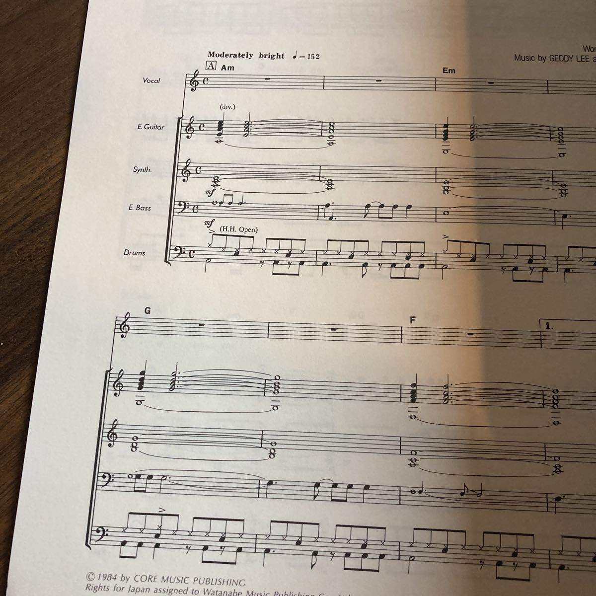 ☆楽譜⁄ラッシュ⁄RUSH⁄グレイスアンダープレッシャー⁄バンドスコア