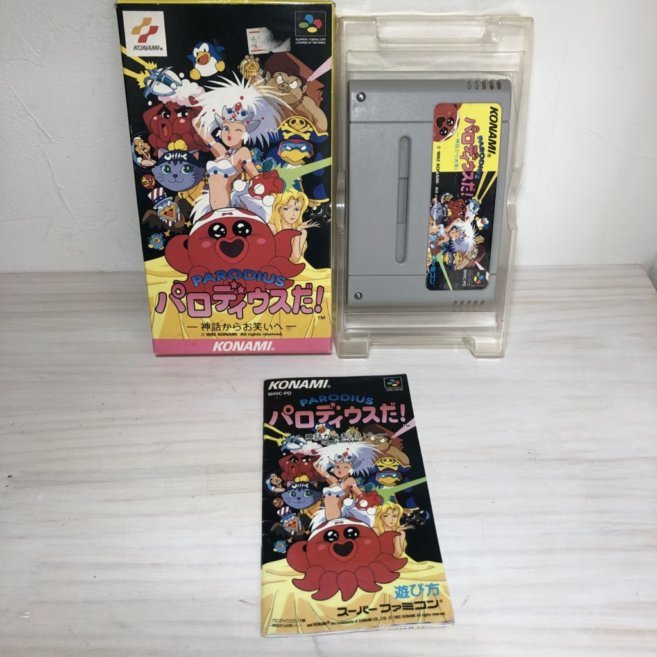 【動作確認済】　パロディウスだ! 神話からお笑いへ　スーパーファミコン SFC　箱・説明書付き