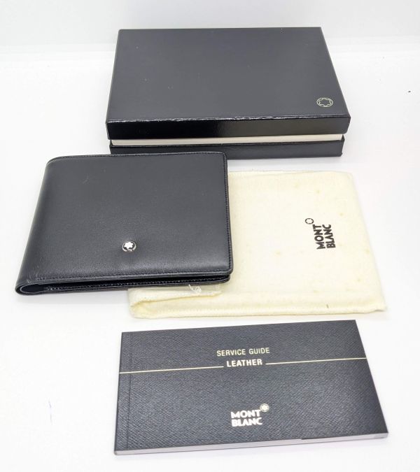 新品 モンブラン Mont Blanc 7CC 二つ折財布 ウォレット ブラック MONTBLANC モンブラン 二つ折り財布 カーフレザー ブラック 財布