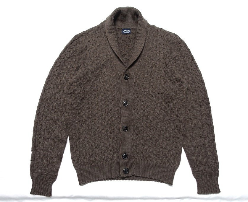 新品未使用　ニット　ドルモア　48 メリノウール 超美品 Drumohr ドルモア MERINO EXTRAFINE ショールカラー ケーブル