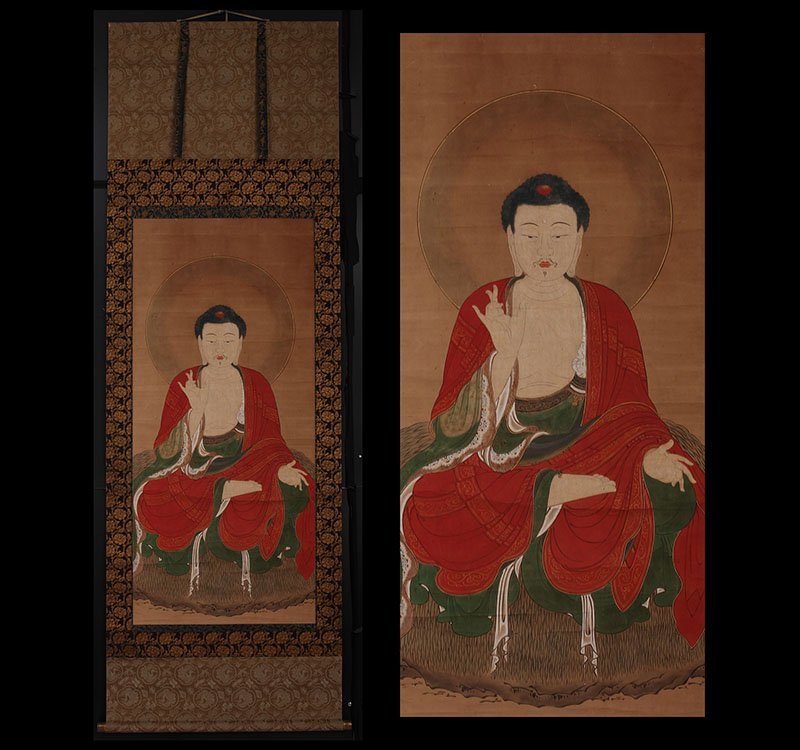 委託HK◇時代 釈迦如来坐像竪物【委託】(釈迦如来 坐像 竪物 釈迦 如来 仏教美術 仏教 茶道具)