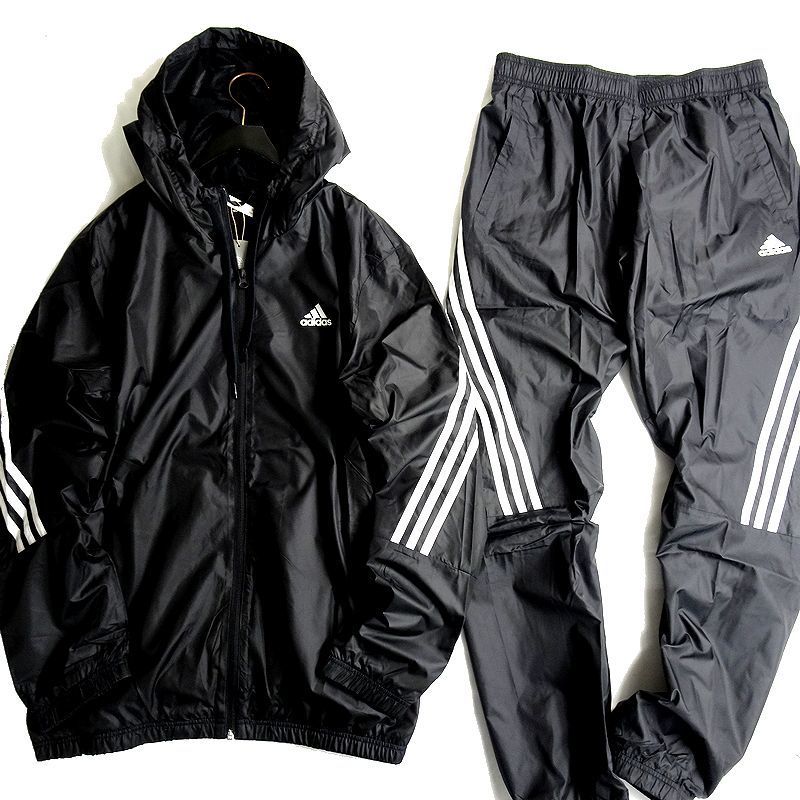 ■adidas アディダス スリーストライプス フーディジャケット イージーパンツ トラックスーツ セットアップ スポーツ XO ▲024▼out4000e