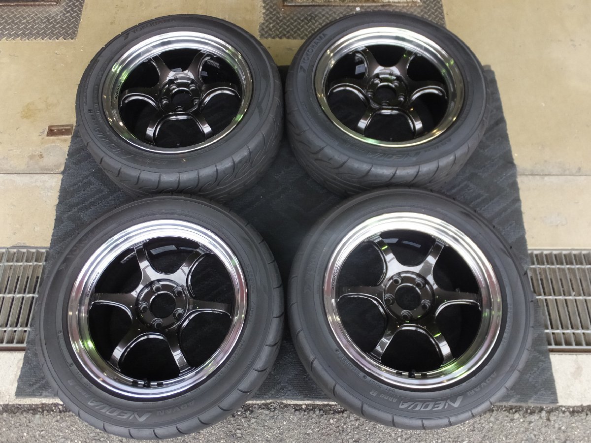 【中古・現状販売】ヨコハマ アドバンレーシング RG-D2 8.0J-16　5/100　+48アドバン ネオバ AD08R 225/50R16 2018年製　ホイール4枚セッ