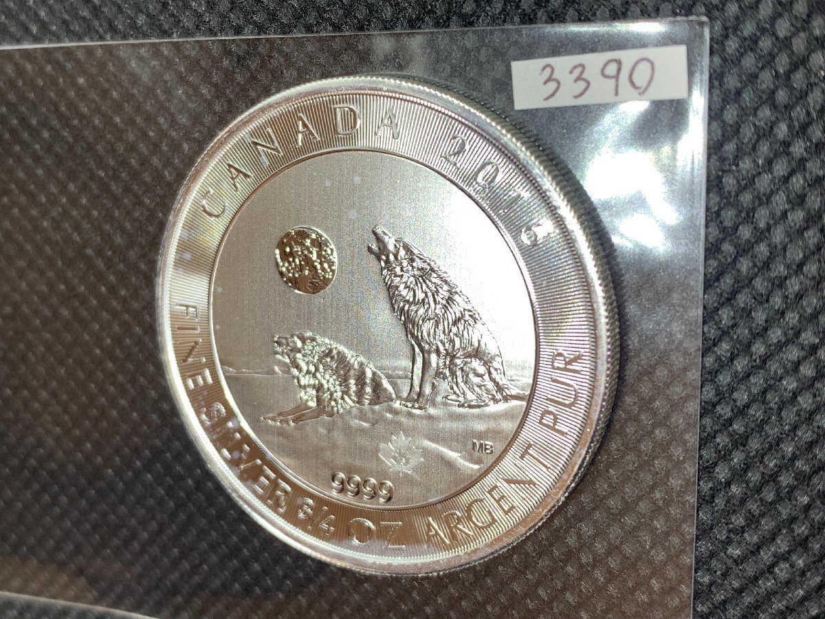 純銀 ウルフ・狼・オオカミ 2ドル 2016年 カナダ シルバーコイン 銀貨 高純度 99.9% 3/