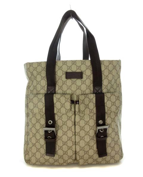 グッチ GUCCI GG柄 PVC×レザー トートバッグ ショルダーバッグ 141196