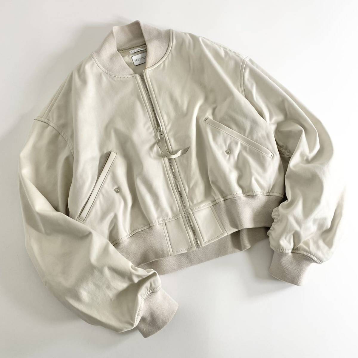 【大得価，お得】 Bc27 COLUMN コルン PERMANENT ブルゾン ボンバージャケット リブニット切替 ハイネック ナイロン混紡 36 Sサイズ相当 レディース 女性用(Sサイズ)｜売買されたオークション情報、yahooの商品情報を ジャンパー、ブルゾン一般