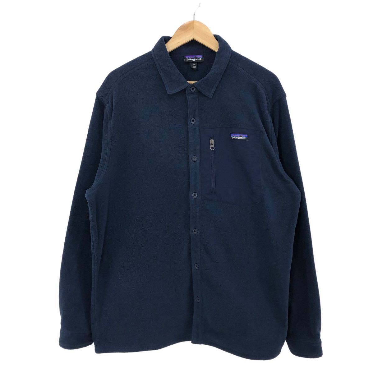 H613 Patagonia パタゴニア 52490 Micro D Shirt 長袖 フリース シャツ ジャケット ネイビー アウトドア 大きいサイズ メンズ XL