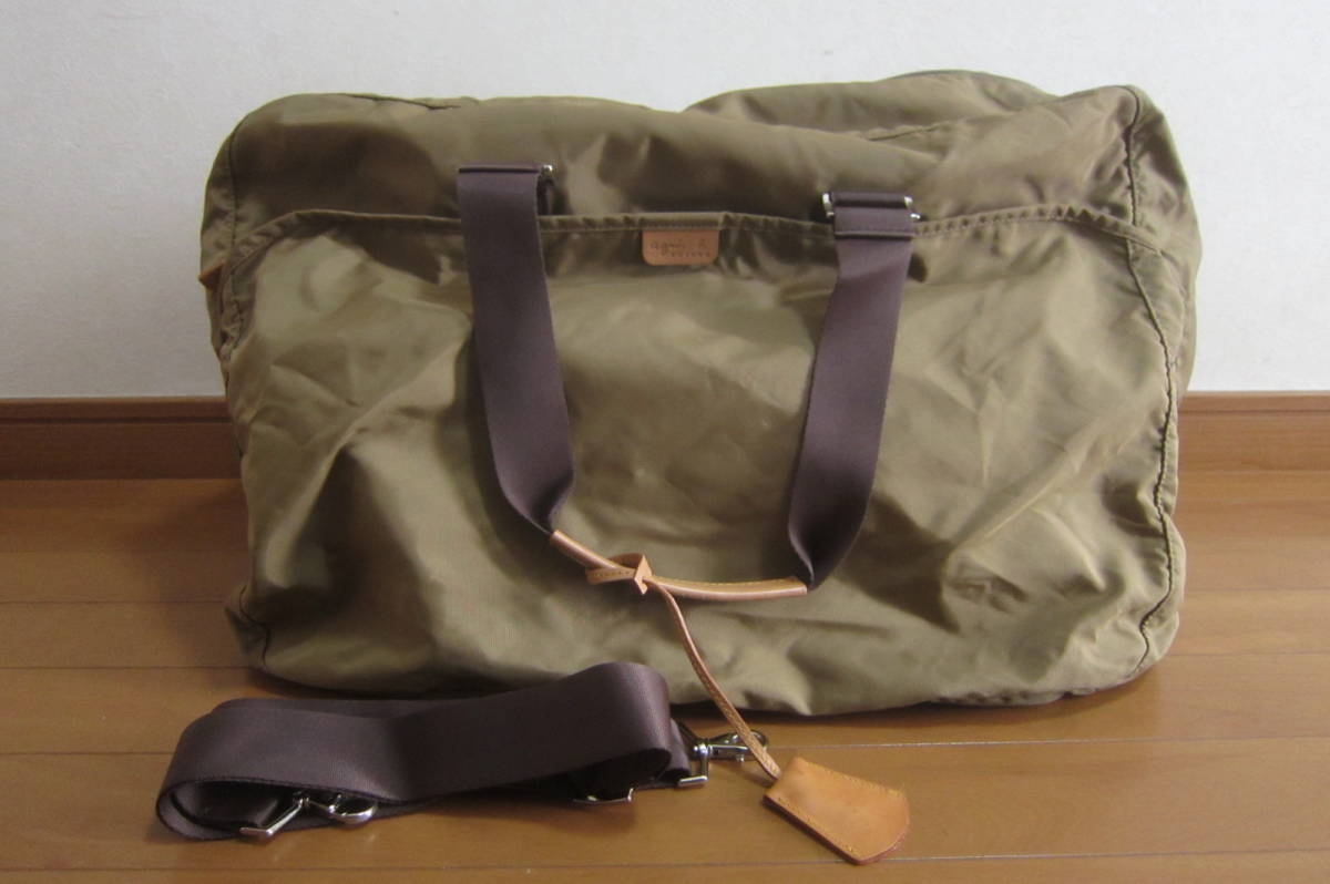 agnes b. アニエスベー ボストンバッグ 旅行かばん 茶系 鍵付き O2303D