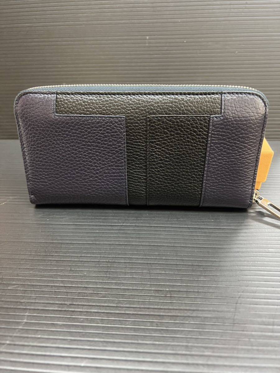 Tod's トッズ ◇ ラウンドファスナー 長財布 ネイビー レザー Tod's トッズ ◇ ラウンドファスナー 長財布 ネイビー レザー
