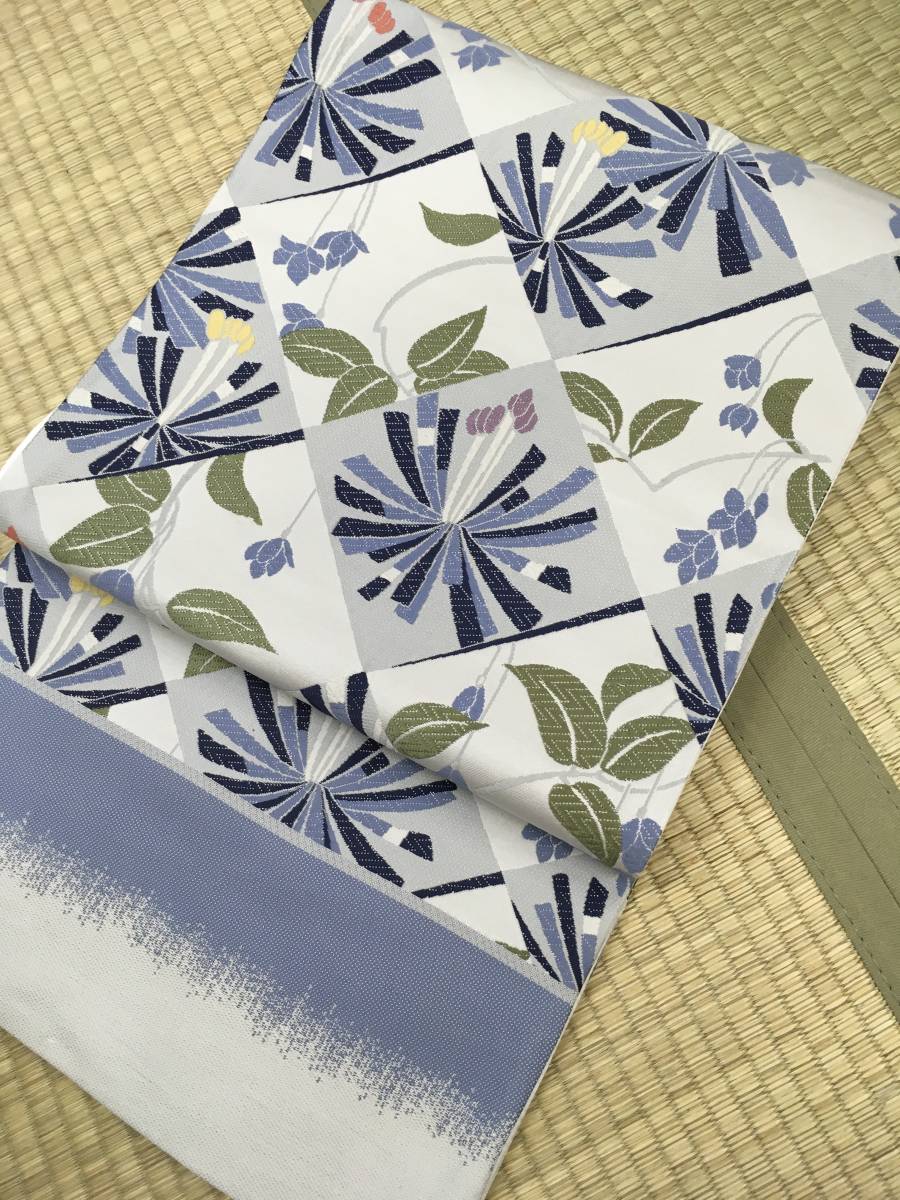 【参考上代78.9万円】最新作！　京都府知事賞など受賞の名門機屋謹製　緻密な2400織　本藍染使用高級お洒落袋帯　未使用　未仕立て③