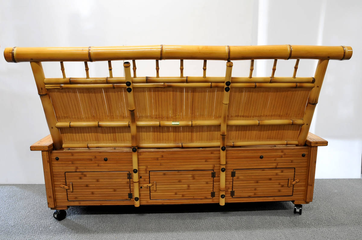 梅里竹芸 竹製 3人掛け 長椅子 竹ソファー ベンチ・椅子・テーブル