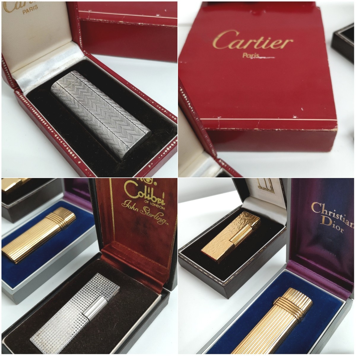 ジャンク　未着火　Cartier　カルティエ　dunhill　ダンヒル　Christian Dior　クリスチャンディオール　Colibri　ライター　4点セット カルティエ ダンヒル dunhill