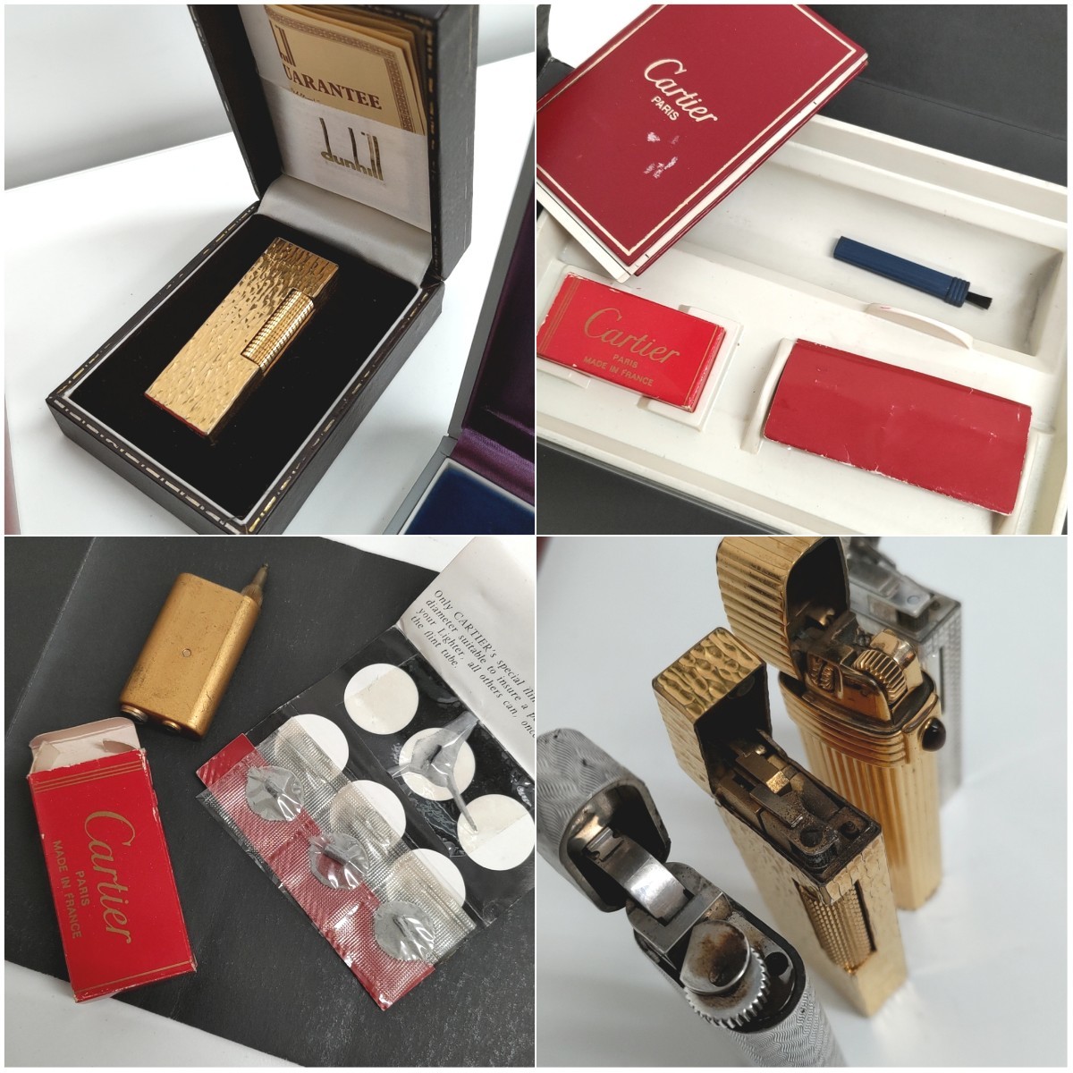 ジャンク　未着火　Cartier　カルティエ　dunhill　ダンヒル　Christian Dior　クリスチャンディオール　Colibri　ライター　4点セット カルティエ ダンヒル dunhill