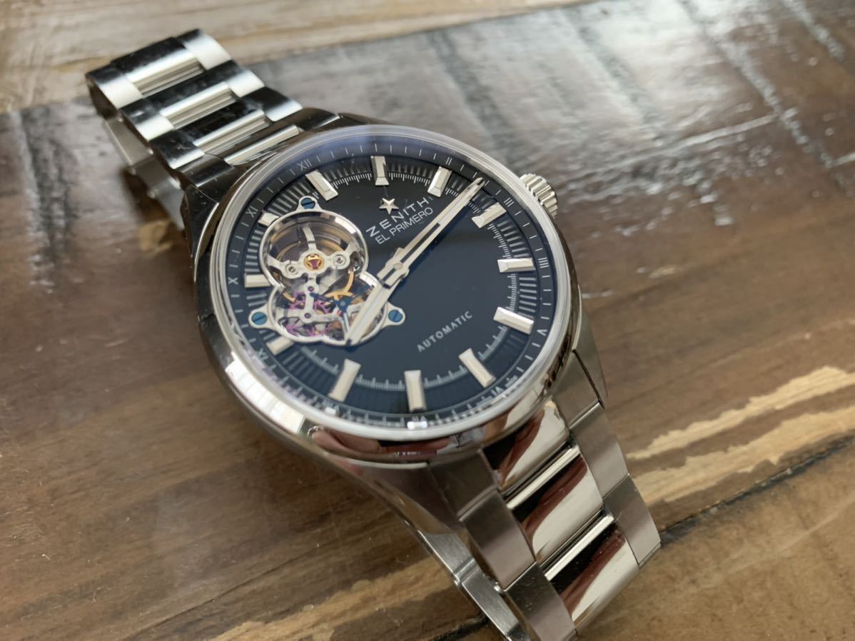 美品！ゼニス、エルプリメロ、シノプシス、SSブレス、黒文字盤、希少生産終了品、